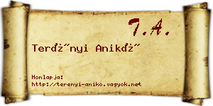 Terényi Anikó névjegykártya
